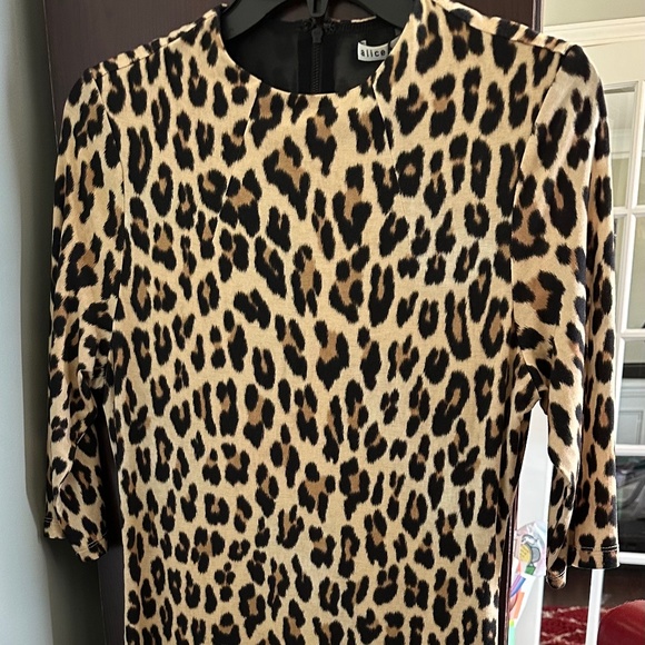 Alice and Olivia Delora Fitted Mock Neck Midi Dress - Picture 1 of 3